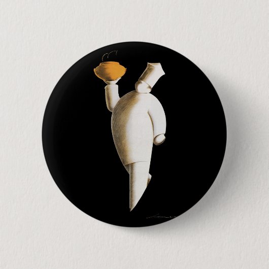 Art Deco Restaurant Chef,  zaken Ronde Button 5,7 Cm (Voorkant)