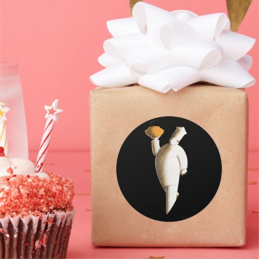 Art Deco Restaurant Chef, zaken Ronde Sticker (Feest)