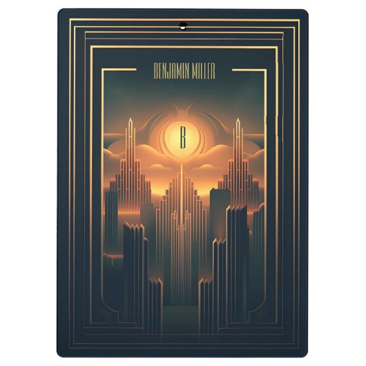 Art Deco Retro Classic jaren 20 Zwart & Goud Klembord (Achterkant)