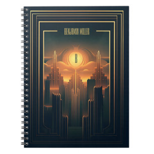 Art Deco Retro  Classic jaren 20 Zwart & Goud Notitieboek