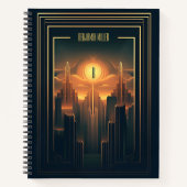 Art Deco Retro Classic jaren 20 Zwart & Goud Notitieboek (Voorkant)