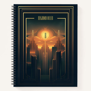 Art Deco Retro Classic jaren 20 Zwart & Goud Notitieboek