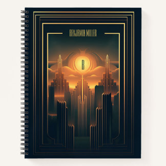 Art Deco Retro Classic jaren 20 Zwart & Goud Notitieboek