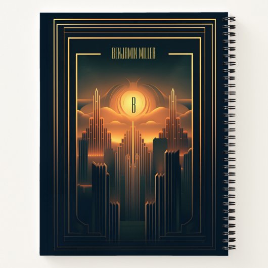 Art Deco Retro Classic jaren 20 Zwart & Goud Notitieboek (Achterkant)