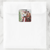 Art deco retro dames Kerst sticker (Tas)