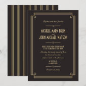 Art Deco Retro Dark Wedding Invitation Knot Kaart (Voorkant / Achterkant)