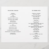 Art déco rétro Hollywood programme de mariage blan (Dos)