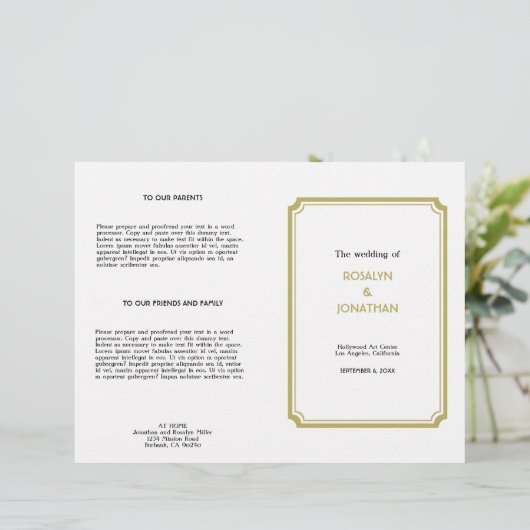 Art deco retro Hollywood White-bruiloft (Staand voorkant)