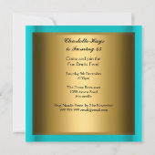Art Déco Retro Invitation fête d'anniversaire Turq (Dos)