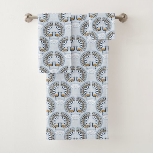Art Deco retro Peacock Bad Handdoek (Insitu)