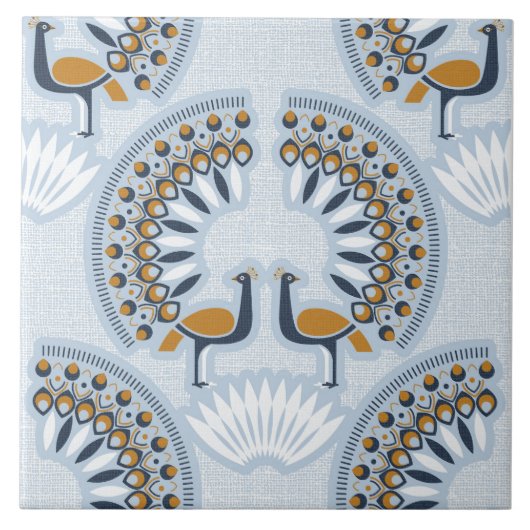 Art Deco retro Peacock Tegeltje (Voorkant)