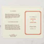 Art déco rétro programme de mariage orange (Devant / Derrière)