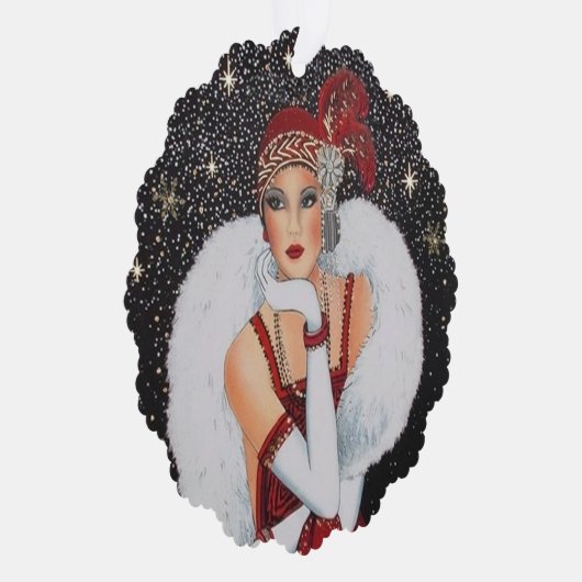 Art Deco retro tekst toevoegen dame Ornament Kaart (Rechts)