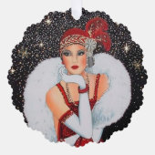 Art Deco retro tekst toevoegen dame Ornament Kaart (Voorkant)