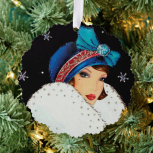 Art Deco retro tekst toevoegen dame Ornament Kaart