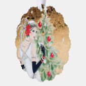 Art Deco retro tekst toevoegen dame Ornament Kaart (Links)