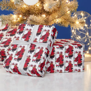 Art Deco retro vintage dames met kerst Cadeaupapier