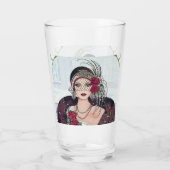 Art Deco retro vintage kerstdame Glas (Achterkant)