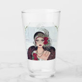 Art Deco retro vintage kerstdame Glas (Voorkant)