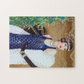 art deco retro vintage kerstdame legpuzzel (Horizontaal)
