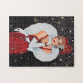 art deco retro vintage kerstdame legpuzzel (Horizontaal)