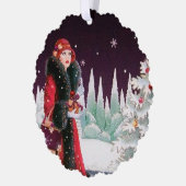 Art Deco retro vintage kerstdame Ornament Kaart (Links)