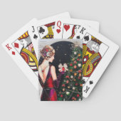 art Deco retro vintage kerstdame Pokerkaarten (Achterkant)
