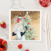 art deco retro vintage kerstfeest servet (Insitu)