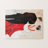 art deco retro vintage kerstparen legpuzzel (Horizontaal)