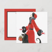 Art deco retro vintage kerstvakantie Kaart (Voorkant / Achterkant)