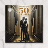 Art Deco Retro Zwart & Goud Bruiloft Jubileum Bedankjes Labels (Voorkant)