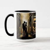 Art Deco Retro Zwart & Goud Bruiloft Jubileum Mok (Links)