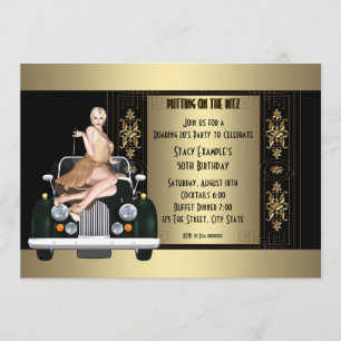 Art Deco Roaring 20 Birthday Party Kaart