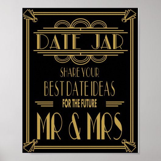 Art Deco Roaring 20 Date Jar bruiloft party Print (Voorkant)