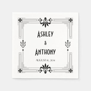 Art Deco Roaring 20s bruid bruidegom datum bruilof Servetten