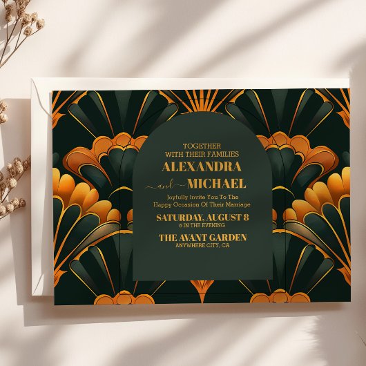 Art Deco Roaring 20s bruiloft Kaart