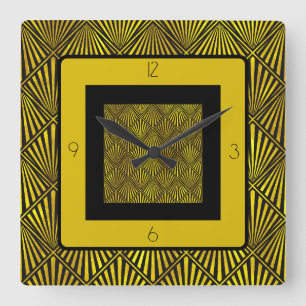 Art Deco Roaring Twenties Goud Zwart Vierkante Klok