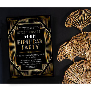 Art Deco Roaring Twenties verjaardagsuitnodiging Kaart