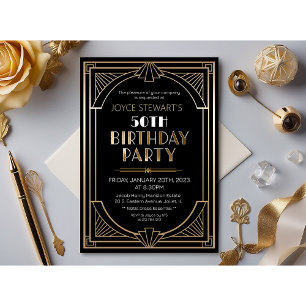 Art Deco Roaring Twenties verjaardagsuitnodiging Kaart