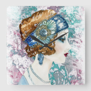 Art Deco Roaring Twenties Vrouw 1920s Vierkante W Klok
