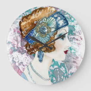 Art Deco Roaring Twenties Woman 1920s Square Wall Grote Klok