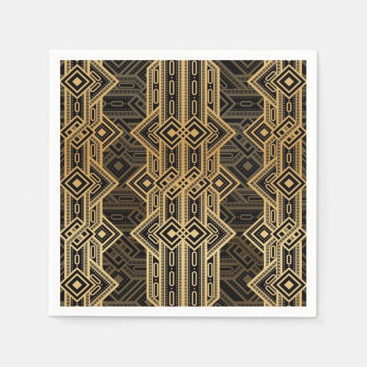 Art deco roaring twenties zwart en goud ontwerp servet (Voorkant)