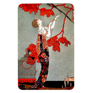 Art Deco Rode Bloemmagneet Magneet