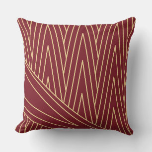 Art Deco Rode en Gouden Worp Kussen