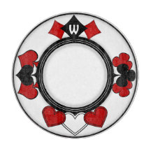 Art Deco Rode en Zwarte Kaart Kostuums Monogrammed