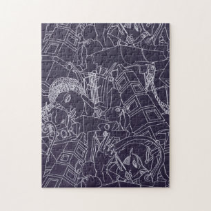 Art Deco Romeins SPQR Donkerpaarse Esthetische Kun Legpuzzel