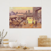 Art Déco Rooftop Chillout Poster (Keuken)