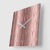 Art Deco Roos Gold Copper Geometry minima Vierkante Klok (Hoek)