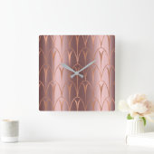 Art Deco Roos Gold Copper Geometry minima Vierkante Klok (Huis)