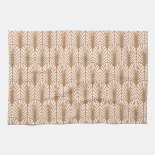Art Deco Roos: Golden Peacock Feathers Theedoek